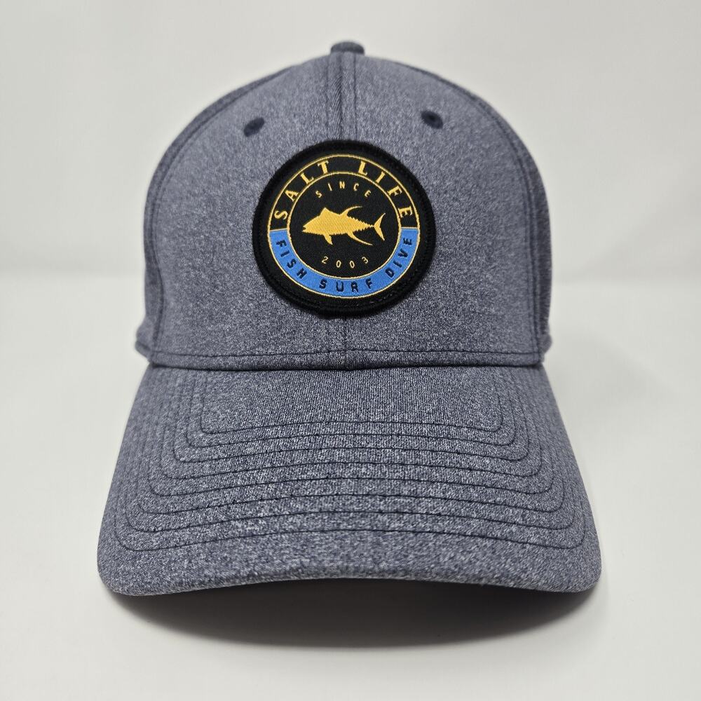 Salt Life Fish Surf Dive Gray Adjustable Baseball Cap Hat Embroidered Logo